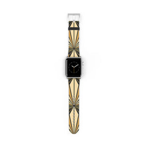 Art deco sunburst watch band, geometric vintage apple strap - bands