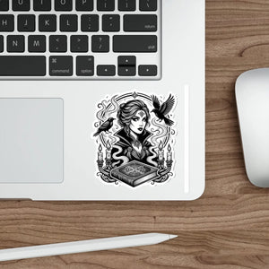 6 inch size of the DipaliZ witchy grimoire sticker, best for fine detail