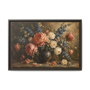 Vintage floral bouquet framed canvas wall art - printable