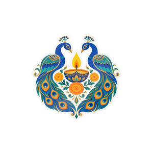 Peacock diya kiss-cut vinyl decal - home decor decals
