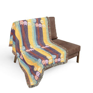 Woven Throw Blanket — Colorblock Striped Pattern Cozy Home Decor