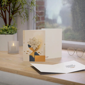 Diwali lotus greeting card, elegant gold geometric festival - cards