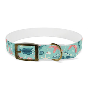 Sea Life Dog Collar — Aqua Fish & Coral Pattern for Pets