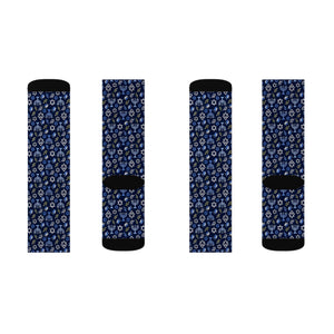 Blue Hanukkah Menorah Pattern Socks