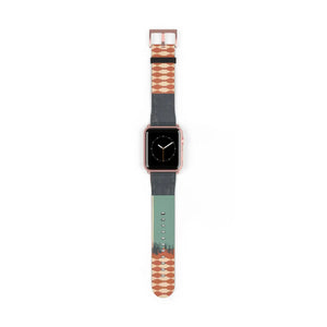 Close view of the moss and clay bleed on a DipaliZ tie-dye watch band