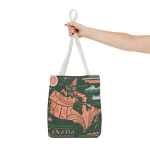 Canada Map, 100% Polyester, black cotton handles, AOP Tote Bag