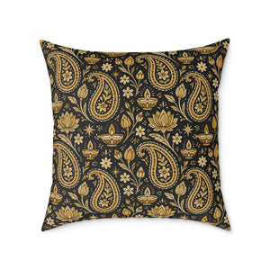 Vintage Black and Gold Paisley Pillow