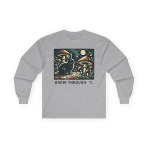 Grow through it mushroom long sleeve tee - t-shirts