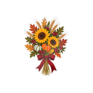 Autumn sunflower bouquet kiss-cut vinyl decal - home decor decals