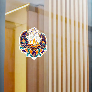 Diwali lotus paisley diyas kiss-cut vinyl decal - home decor decals