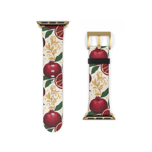 Pomegranate floral apple watch band, botanical red fruit print - bands