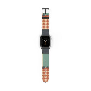 Boho Tie-Dye Watch Band – Green & Terracotta Patterned Apple Watch Strap
