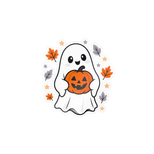 Cute ghost pumpkin halloween kiss-cut vinyl decal - home decor decals