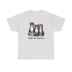 Three Cats, Triple the cuteness, Unisex Heavy Cotton Tee