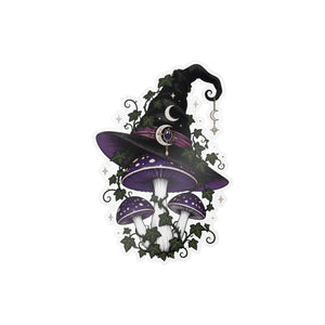 Mystical witch hat mushroom kiss-cut vinyl decal - home decor decals