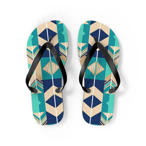 Geometric teal and navy flip flops - slippers