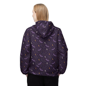 Celestial Night Windbreaker Jacket — Purple Moon & Stars AOP