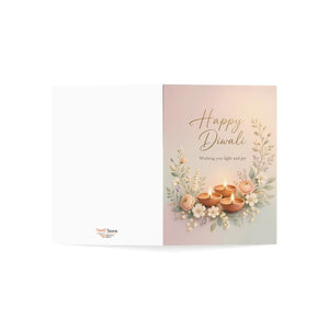 Happy diwali greeting card with floral diyas – festival of lights wishes - cards