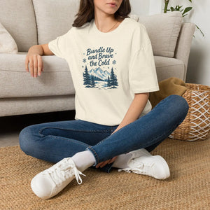 Bundle Up and Brave the Cold T-Shirt — Winter Mountain Pine Graphic Tee