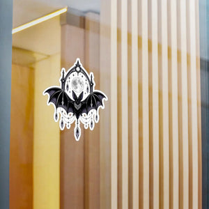 Gothic bat moon kiss-cut vinyl decal - home decor decals
