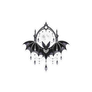 Gothic bat moon kiss-cut vinyl decal - home decor decals