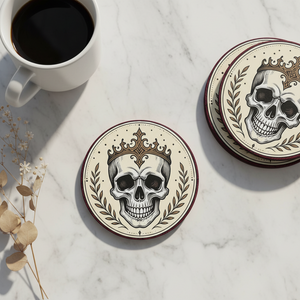 Skull King Ceramic Coaster — Gothic Crown Skull Drink Coaster