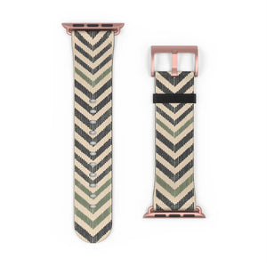 Chevron Pattern Watch Band — Neutral Geometric Apple Watch Strap