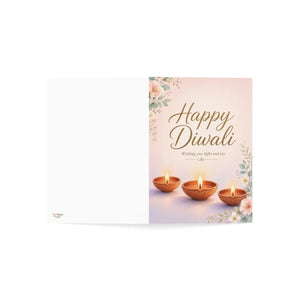 Happy diwali greeting card with diyas and floral design - cards