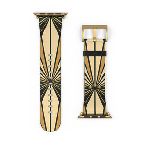 Art deco sunburst watch band, geometric vintage apple strap - bands