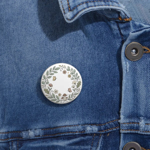 Floral Wreath Pin Button — Cute Mushroom & Butterfly Lapel Pin