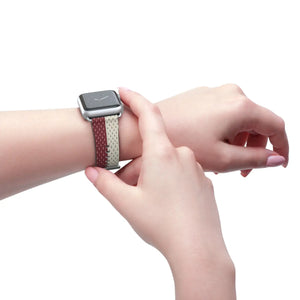 Striped Knit Pattern Watch Band — Burgundy & Cream Vintage Cozy Style