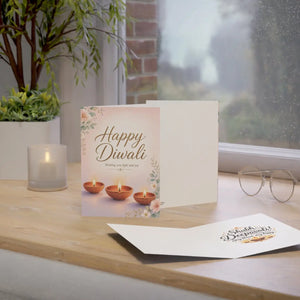Happy diwali greeting card with diyas and floral design - cards