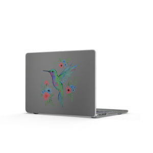 Hummingbird Floral Matte MacBook Case — Pastel Watercolor Laptop Cover