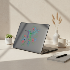 Hummingbird Floral Matte MacBook Case — Pastel Watercolor Laptop Cover