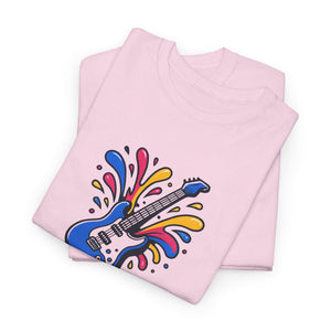 Musical instrument, with splashes of color, Unisex Heavy Cotton Tee