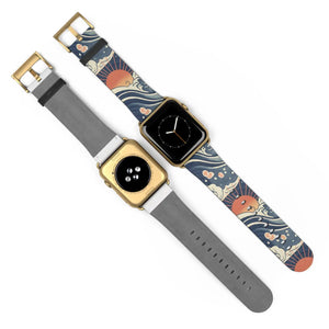 Sunrise wave watch band, japanese pattern apple strap - bands