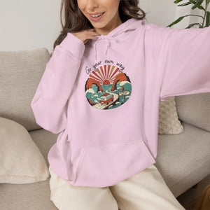 Vintage coastal sunset graphic hoodie - hoodies