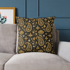 Vintage Black and Gold Paisley Pillow