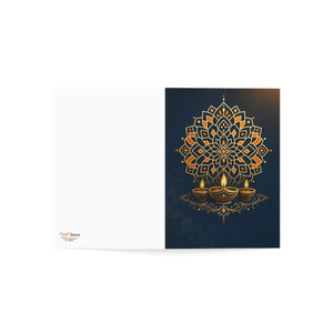 Diwali mandala greeting cards, gold diya design (pack of 1 10 30 50)