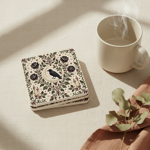Cork Coasters - Gothic Raven & Rose Set (4-Pack)
