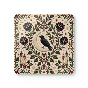 Cork Coasters - Gothic Raven & Rose Set (4-Pack)
