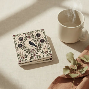 DipaliZ gothic raven and rose cork coaster set of four square coasters