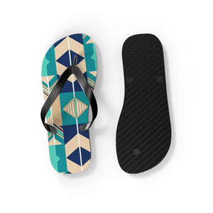 Geometric teal and navy flip flops - slippers