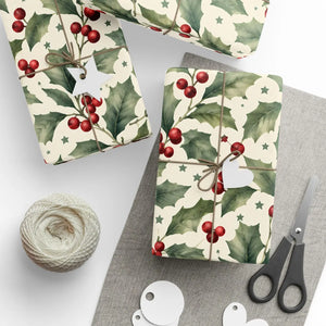 Festive Holly Berry Christmas Wrapping Paper
