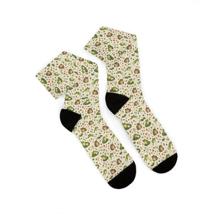 Frog and toad Pattern Sublimation Socks — Cute Woodland Animal Crew Socks