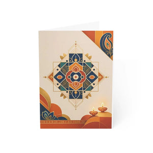 Diwali rangoli greeting card - festive lanterns & diyas pack (1/10/30/50) - cards