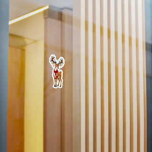 Kiss-cut vinyl decal – festive christmas reindeer with antlers - home decor decals