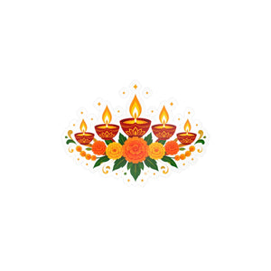 Diwali floral diyas kiss-cut vinyl decal - home decor decals