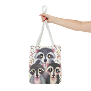 Three Racoons, All Over Print Tote Bag
