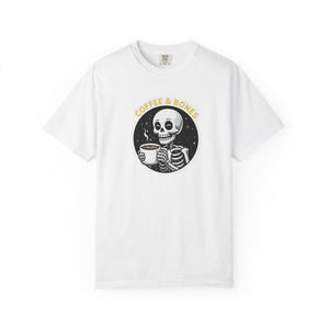 T-Shirt — "Coffee & Bones" Skeleton Coffee Graphic Tee